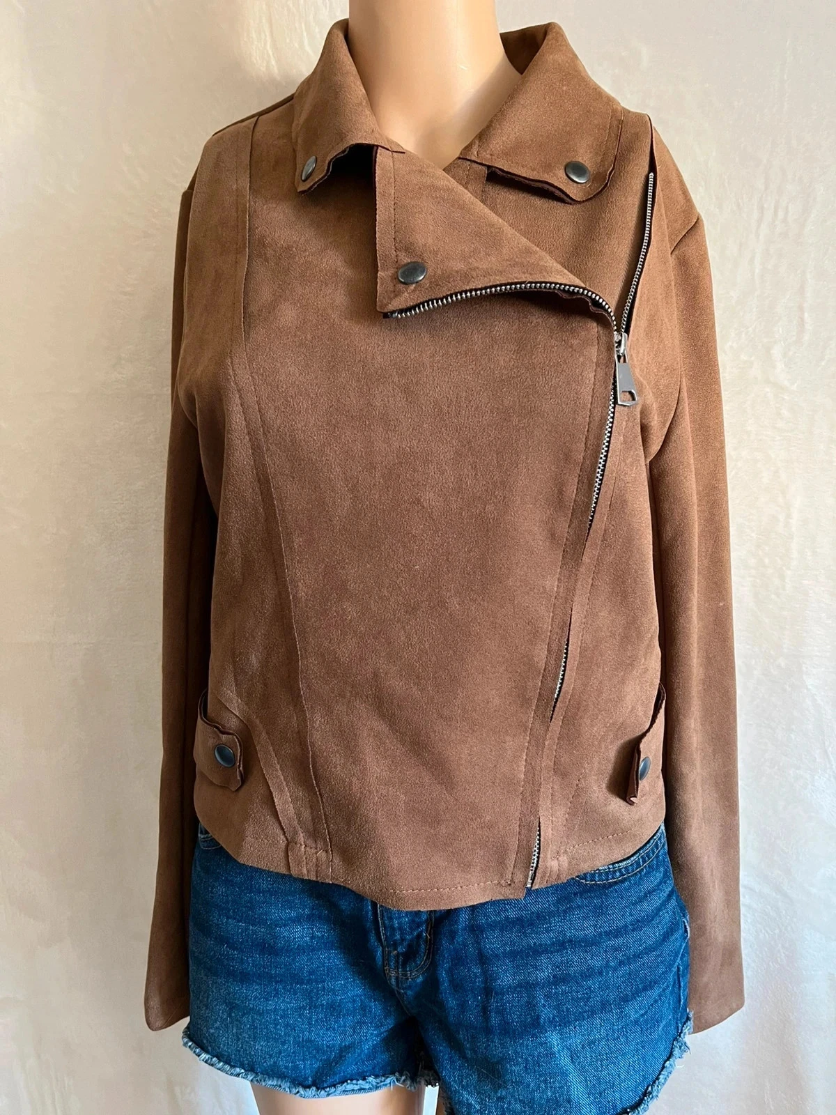 Perfecto camel effet daim u collection taille 36 - la veste chic et tendance 🤎
